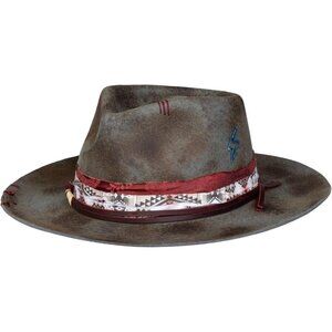 Unisex Grey Shades Western With Feather & Band Detail Classic Fedora Cowboy Hat